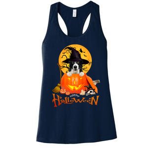 Funny Border Collie Dog Spooky Halloween Women's Racerback Tank