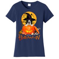 Funny Border Collie Dog Spooky Halloween Women's T-Shirt