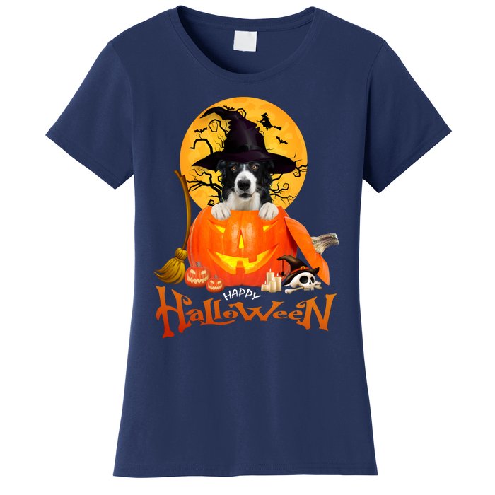 Funny Border Collie Dog Spooky Halloween Women's T-Shirt