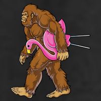 Funny Bigfoot Carry Flamingo Walking Sasquatch Believe Garment-Dyed Heavyweight T-Shirt