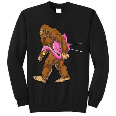Funny Bigfoot Carry Flamingo Walking Sasquatch Believe Sweatshirt