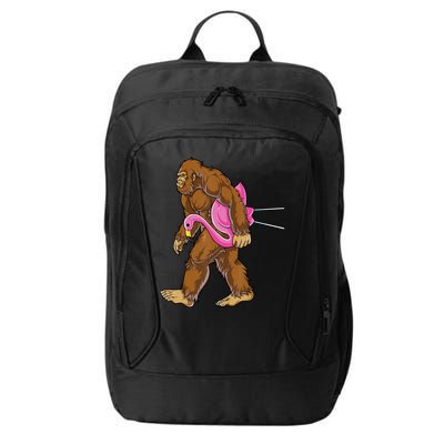 Funny Bigfoot Carry Flamingo Walking Sasquatch Believe City Backpack