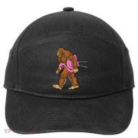 Funny Bigfoot Carry Flamingo Walking Sasquatch Believe 7-Panel Snapback Hat