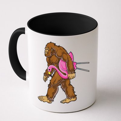 Funny Bigfoot Carry Flamingo Walking Sasquatch Believe Mug