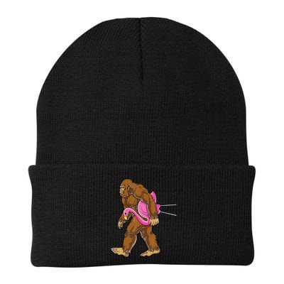 Funny Bigfoot Carry Flamingo Walking Sasquatch Believe Beanie