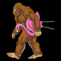 Funny Bigfoot Carry Flamingo Walking Sasquatch Believe Flatbill Hat