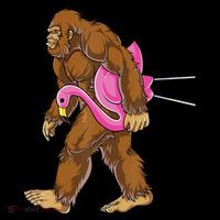 Funny Bigfoot Carry Flamingo Walking Sasquatch Believe Baby Bodysuit