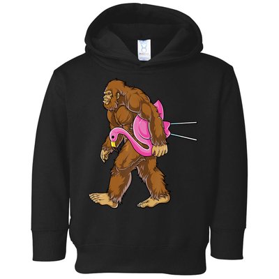 Funny Bigfoot Carry Flamingo Walking Sasquatch Believe Toddler Hoodie