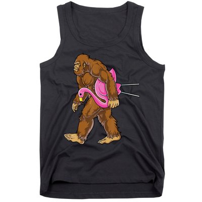Funny Bigfoot Carry Flamingo Walking Sasquatch Believe Tank Top