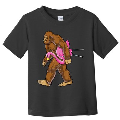 Funny Bigfoot Carry Flamingo Walking Sasquatch Believe Toddler T-Shirt