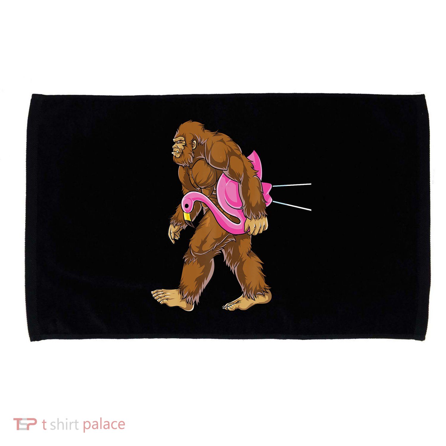 Funny Bigfoot Carry Flamingo Walking Sasquatch Believe Microfiber Hand Towel