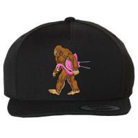 Funny Bigfoot Carry Flamingo Walking Sasquatch Believe Wool Snapback Cap