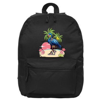 Flamingo Blue Chucks And Pearls Funny Coconut Tree Women 16 in Basic Backpack