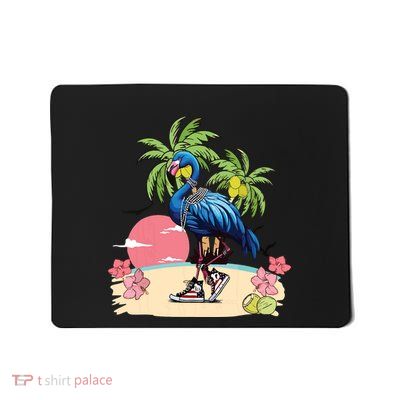 Flamingo Blue Chucks And Pearls Funny Coconut Tree Women Mousepad