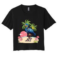 Flamingo Blue Chucks And Pearls Funny Coconut Tree Women Women's Crop Top Tee