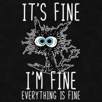 Funny Black Cat It's Fine I'm Fine Everything Is Fine Ladies PosiCharge Tri-Blend Wicking Tank