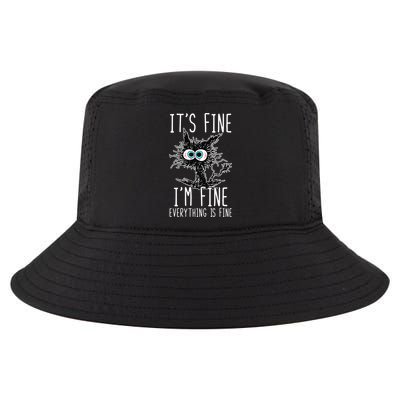 Funny Black Cat It's Fine I'm Fine Everything Is Fine Cool Comfort Performance Bucket Hat