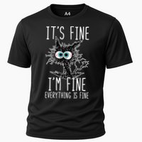 Funny Black Cat It's Fine I'm Fine Everything Is Fine Performance Shirt