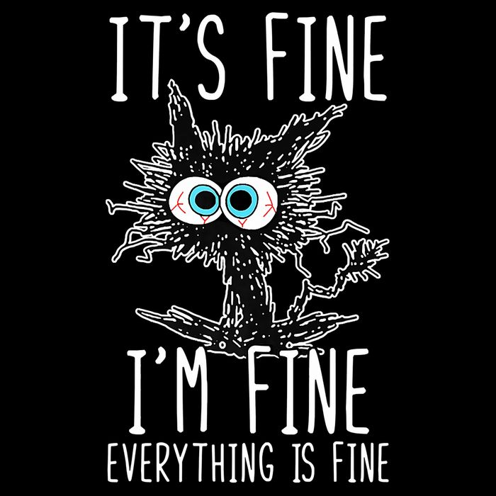 Funny Black Cat It's Fine I'm Fine Everything Is Fine Hoodie