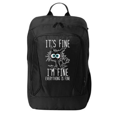 Funny Black Cat It's Fine I'm Fine Everything Is Fine City Backpack