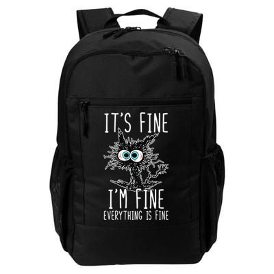 Funny Black Cat It's Fine I'm Fine Everything Is Fine Backpack