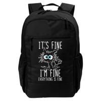 Funny Black Cat It's Fine I'm Fine Everything Is Fine Backpack