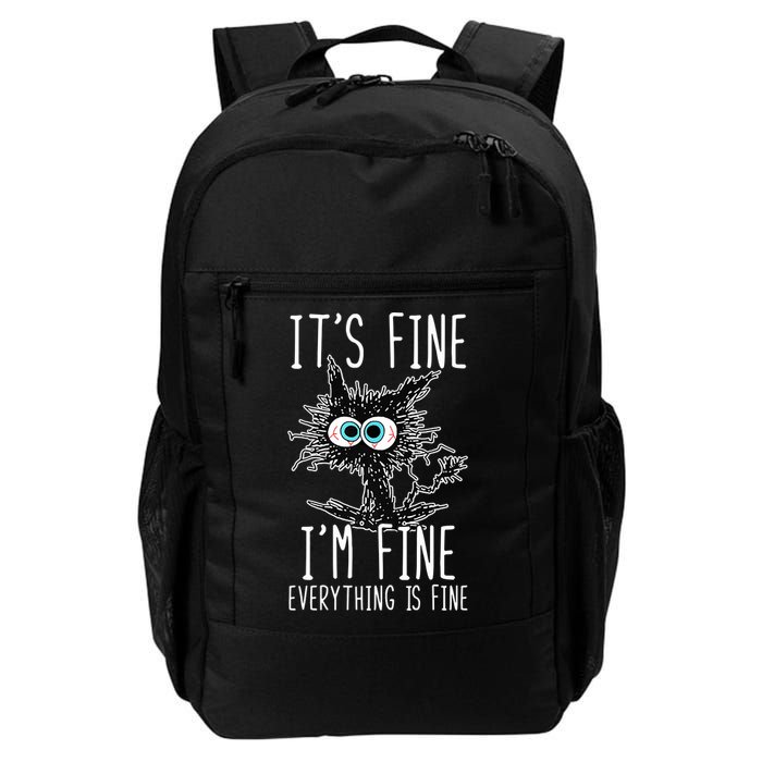Funny Black Cat It's Fine I'm Fine Everything Is Fine Backpack