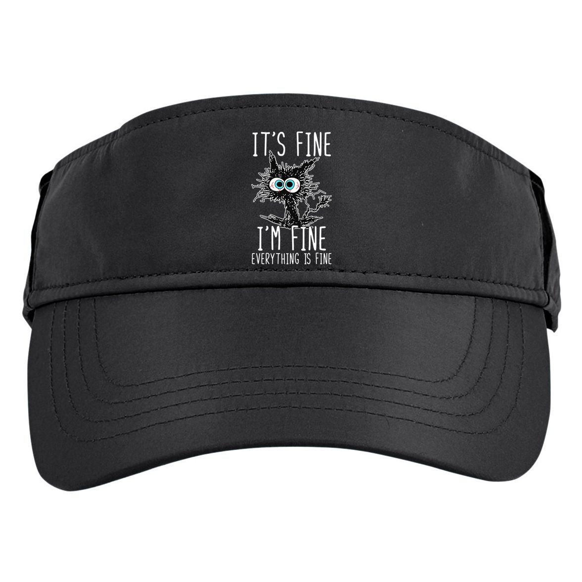 Funny Black Cat It's Fine I'm Fine Everything Is Fine Adult Drive Performance Visor