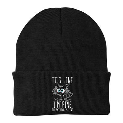 Funny Black Cat It's Fine I'm Fine Everything Is Fine Beanie