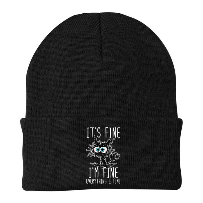 Funny Black Cat It's Fine I'm Fine Everything Is Fine Beanie