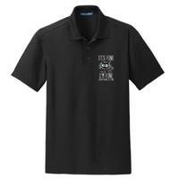 Funny Black Cat It's Fine I'm Fine Everything Is Fine Dry Zone Grid Polo