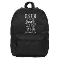 Funny Black Cat It's Fine I'm Fine Everything Is Fine 16 in Basic Backpack