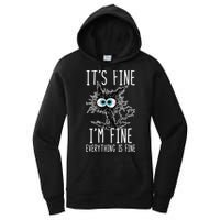 Funny Black Cat It's Fine I'm Fine Everything Is Fine Women's Pullover Hoodie