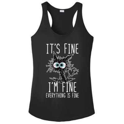 Funny Black Cat It's Fine I'm Fine Everything Is Fine Ladies PosiCharge Competitor Racerback Tank