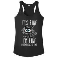 Funny Black Cat It's Fine I'm Fine Everything Is Fine Ladies PosiCharge Competitor Racerback Tank