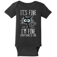 Funny Black Cat It's Fine I'm Fine Everything Is Fine Baby Bodysuit