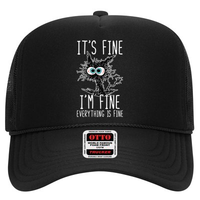 Funny Black Cat It's Fine I'm Fine Everything Is Fine Hat