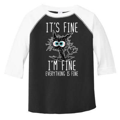 Funny Black Cat It's Fine I'm Fine Everything Is Fine Toddler Fine Jersey T-Shirt