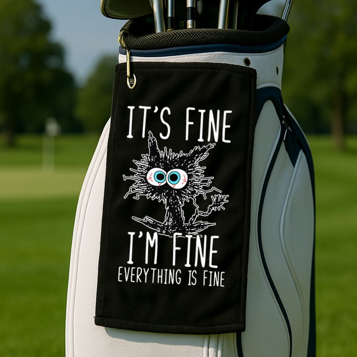 Funny Black Cat It's Fine I'm Fine Everything Is Fine Golf Towel