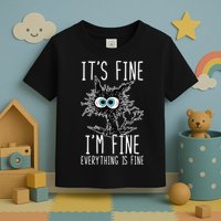 Funny Black Cat It's Fine I'm Fine Everything Is Fine Toddler T-Shirt