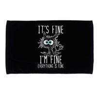 Funny Black Cat It's Fine I'm Fine Everything Is Fine Microfiber Hand Towel