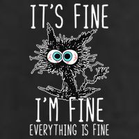 Funny Black Cat It's Fine I'm Fine Everything Is Fine Microfiber Hand Towel