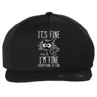 Funny Black Cat It's Fine I'm Fine Everything Is Fine Wool Snapback Cap