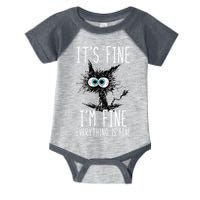Funny Black Cat It's Fine I'm Fine Everything Is Fine Infant Baby Jersey Bodysuit