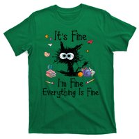 Funny Black Cat Its Fine Im Fine Everything Is Fine Teacher Xmas Gift T-Shirt