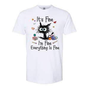 Funny Black Cat Its Fine Im Fine Everything Is Fine Teacher Xmas Gift Softstyle CVC T-Shirt