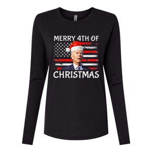 Funny Biden Confused Merry Happy 4th of July Christmas Flag Womens Cotton Relaxed Long Sleeve T-Shirt