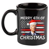 Funny Biden Confused Merry Happy 4th of July Christmas Flag 11oz C Handle Ceramic Mug