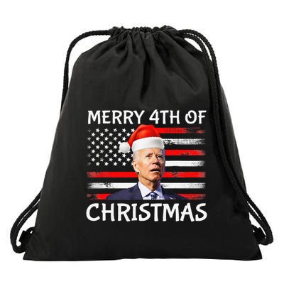 Funny Biden Confused Merry Happy 4th of July Christmas Flag Drawstring Bag