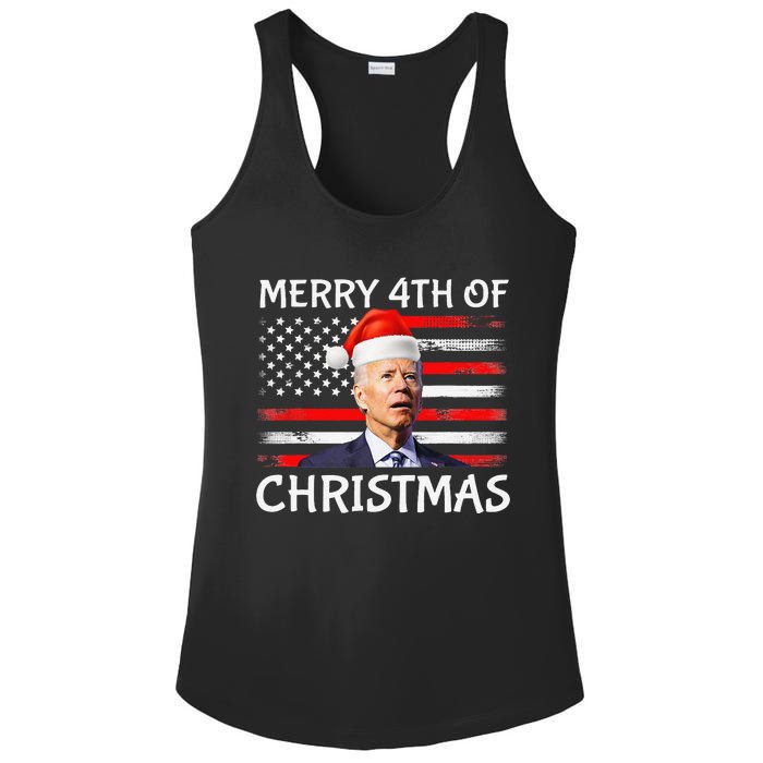 Funny Biden Confused Merry Happy 4th of July Christmas Flag Ladies PosiCharge Competitor Racerback Tank